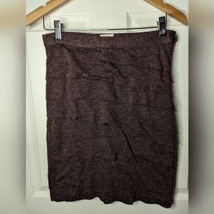 Anthropologie coquille wool blend layered skirt in wine size 6